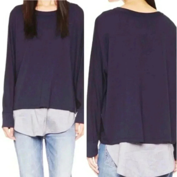 Vince Blue Over-sized Layered Top - Picture 2 of 5